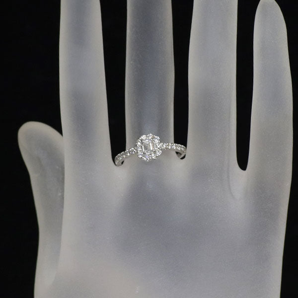 新品 Pt950 エメラルドカット ダイヤモンド リング 0.307ct D VS2 D0.44ct 【エスコレ】