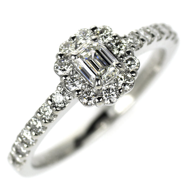 新品 Pt950 エメラルドカット ダイヤモンド リング 0.307ct D VS2 D0.44ct 【エスコレ】