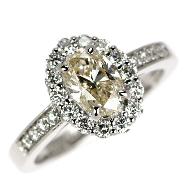 新品 Pt950 LDH オーバルカット ダイヤモンド リング 1.030ct VLB SI1 D0.47ct 【エスコレ】