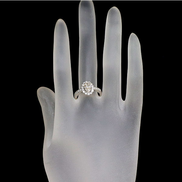 新品 Pt950 LDH オーバルカット ダイヤモンド リング 1.030ct VLB SI1 D0.47ct 【エスコレ】