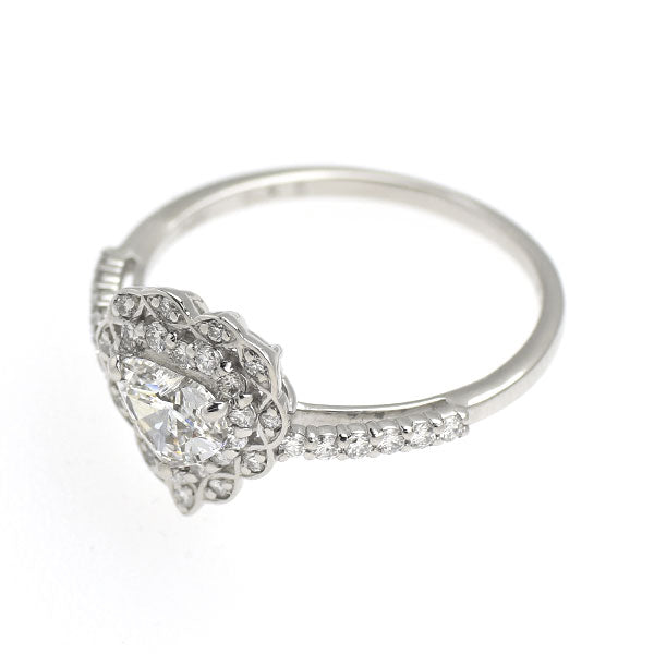 新品 Pt950 ハートシェイプ ダイヤモンド リング 0.457ct D VS2 D0.25ct 【エスコレ】