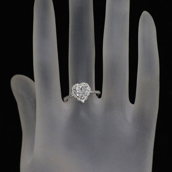 新品 Pt950 ハートシェイプ ダイヤモンド リング 0.457ct D VS2 D0.25ct 【エスコレ】