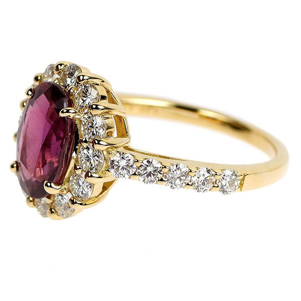 新品 K18YG 非加熱 ルビー ダイヤモンド リング 2.15ct D1.05ct 【エスコレ】