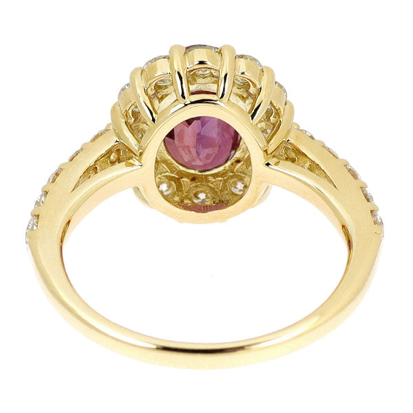 新品 K18YG 非加熱 ルビー ダイヤモンド リング 2.15ct D1.05ct 【エスコレ】