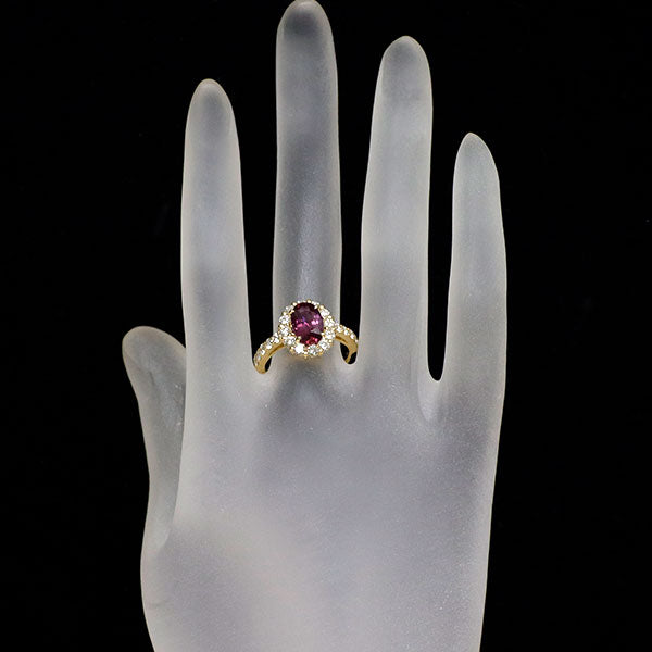 新品 K18YG 非加熱 ルビー ダイヤモンド リング 2.15ct D1.05ct 【エスコレ】