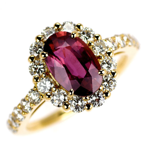 新品 K18YG 非加熱 ルビー ダイヤモンド リング 2.15ct D1.05ct 【エスコレ】