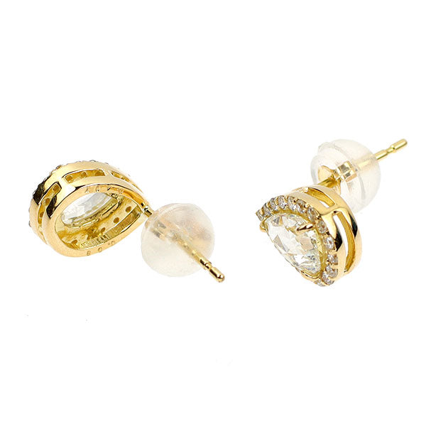 新品 K18YG ローズカット ダイヤモンド ピアス 0.786ct K/L SI2 D0.16ct 【エスコレ】