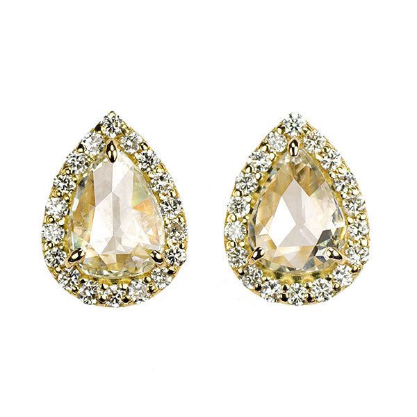 新品 K18YG ローズカット ダイヤモンド ピアス 0.786ct K/L SI2 D0.16ct 【エスコレ】