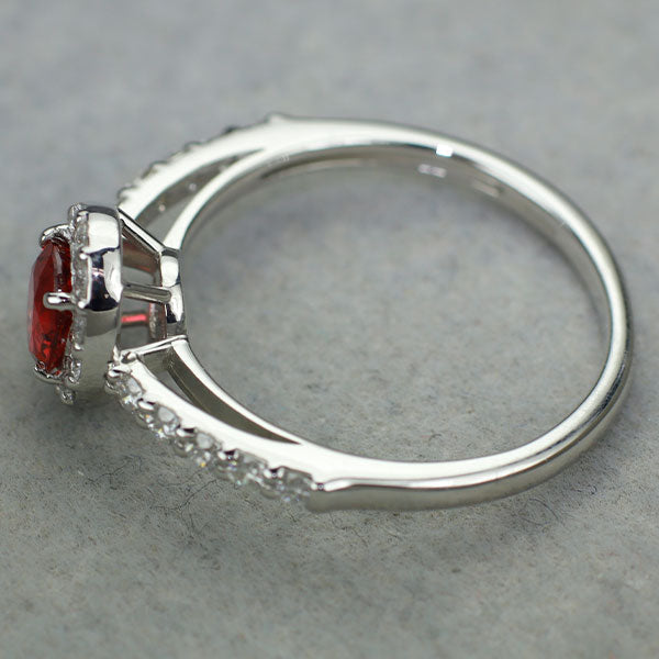 新品 Pt950 日独産地鑑別書付 ビルマ/ミャンマー産レッドスピネル ダイヤモンド リング 0.570ct D0.32ct 希少石 レアストーン【エスコレ】