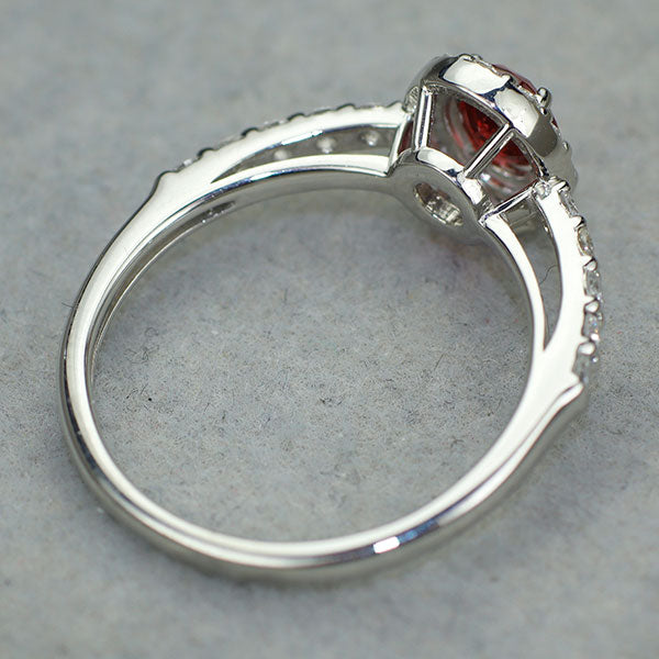 新品 Pt950 日独産地鑑別書付 ビルマ/ミャンマー産レッドスピネル ダイヤモンド リング 0.570ct D0.32ct 希少石 レアストーン【エスコレ】