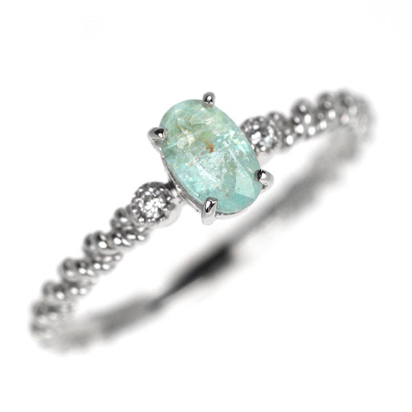 新品 Pt950 シルキーパライバトルマリン ダイヤモンド リング 0.362ct D0.02ct【エスコレ】