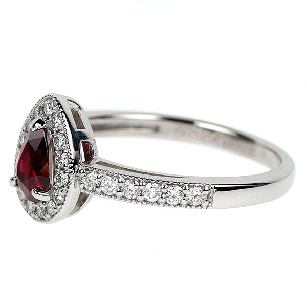 新品 Pt950 非加熱ピジョンブラッド ルビー ダイヤモンド リング 0.49ct D0.26ct 【エスコレ】