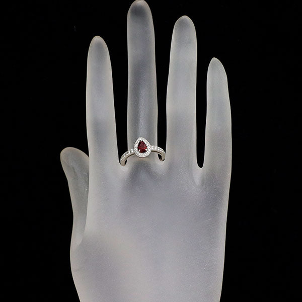 新品 Pt950 非加熱ピジョンブラッド ルビー ダイヤモンド リング 0.49ct D0.26ct 【エスコレ】