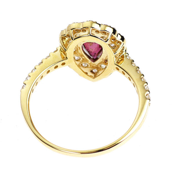 新品 K18YG 非加熱ピジョンブラッド ルビー ダイヤモンド リング 0.68ct D0.76ct 【エスコレ】