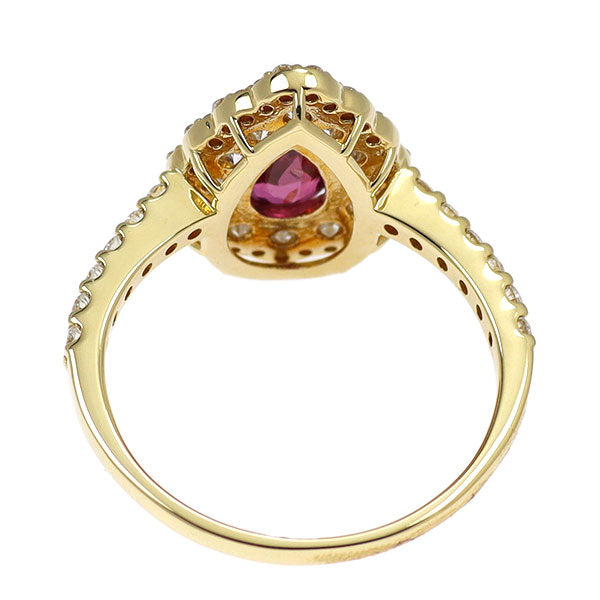 新品 K18YG 非加熱ピジョンブラッド ルビー ダイヤモンド リング 0.68ct D0.76ct 【エスコレ】