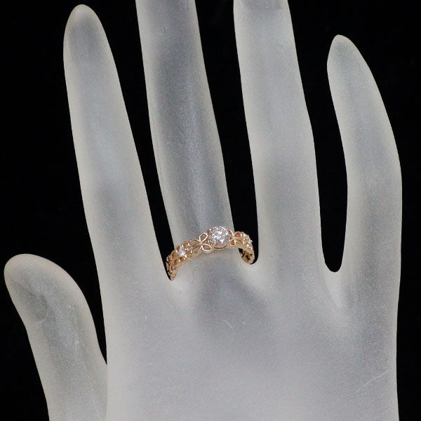 新品 希少 K18PG 天然ピンクダイヤモンド リング 0.344ct D0.04ct【エスコレ】