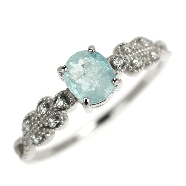新品 希少 Pt950 シルキーパライバトルマリン ダイヤモンド リング 0.468ct D0.04ct【エスコレ】