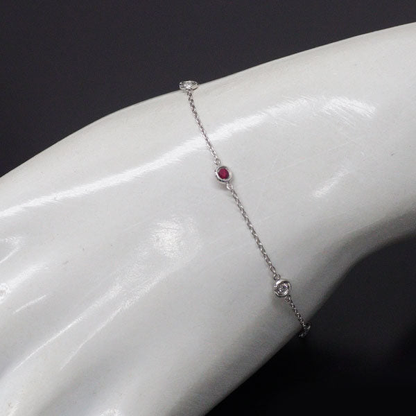 K18WG ルビー ダイヤモンド ブレスレット 0.24ct D0.09ct ステーション