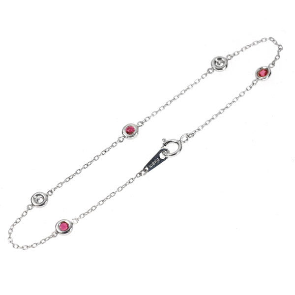 K18WG ルビー ダイヤモンド ブレスレット 0.24ct D0.09ct ステーション