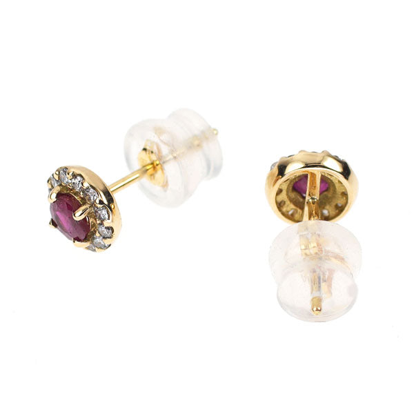 K18YG ルビー ダイヤモンド ピアス 0.30ct D0.14ct