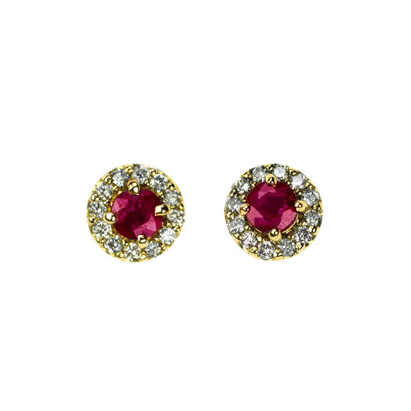 K18YG ルビー ダイヤモンド ピアス 0.30ct D0.14ct