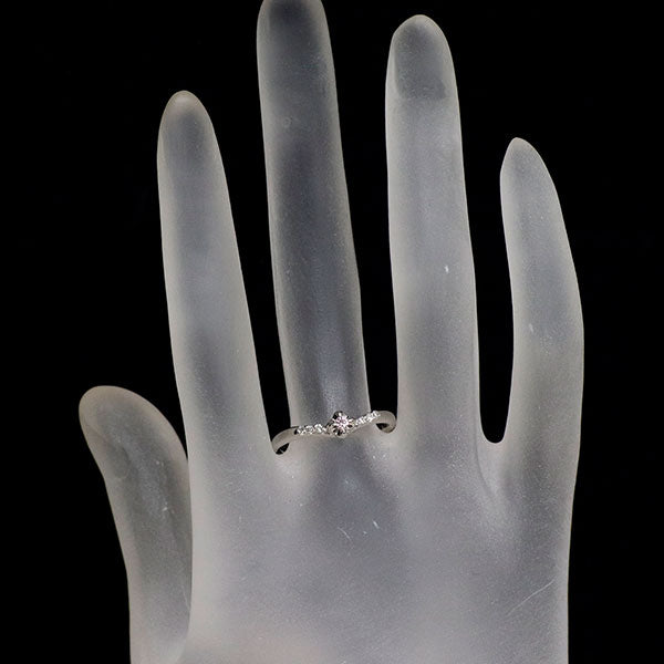 希少 K18WG 天然ピンク ダイヤモンド リング 0.04ct D0.06ct