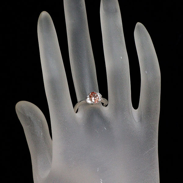 K18WG インペリアル トパーズ ダイヤモンド リング 0.69ct D0.13ct