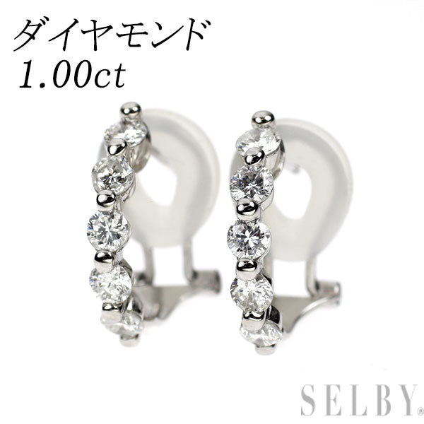 Pt900 ダイヤモンド ピアス 1.00ct フープ