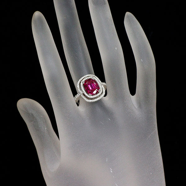 K18WG ルビー ダイヤモンド リング 1.50ct D0.40ct