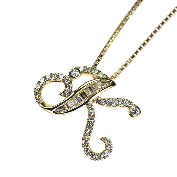 K18YG ダイヤモンド ペンダントネックレス 0.25ct イニシャル「K」