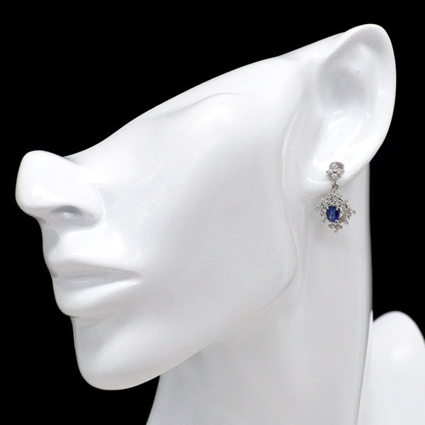 Pt950 サファイア ダイヤモンド ピアス 1.06ct D0.82ct