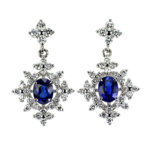Pt950 サファイア ダイヤモンド ピアス 1.06ct D0.82ct