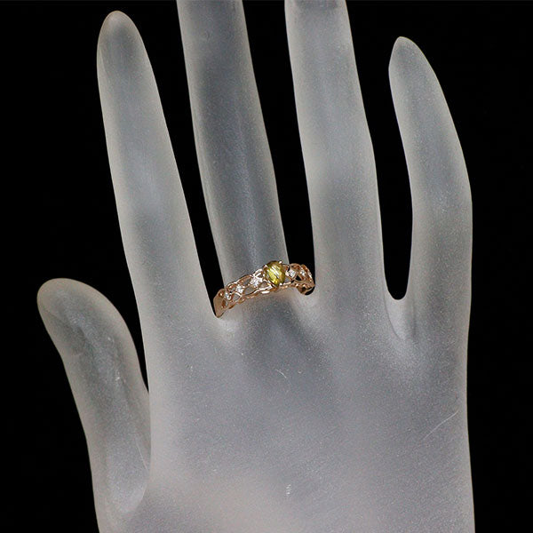K18PG トリートイエローダイヤモンド リング 0.32ct D0.06ct