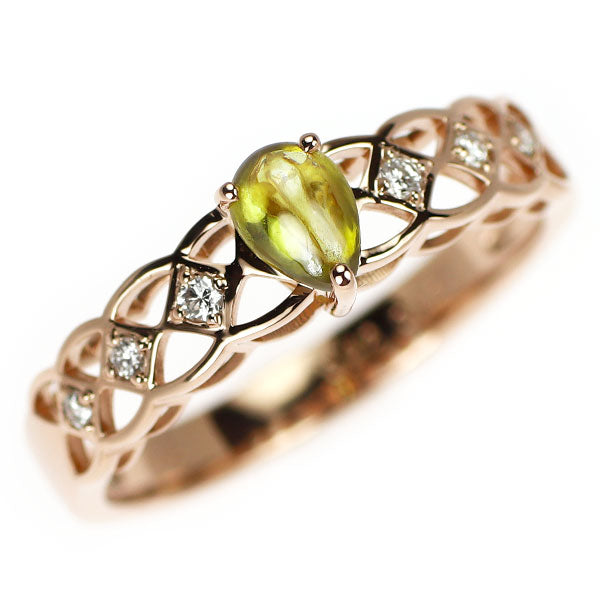 K18PG トリートイエローダイヤモンド リング 0.32ct D0.06ct