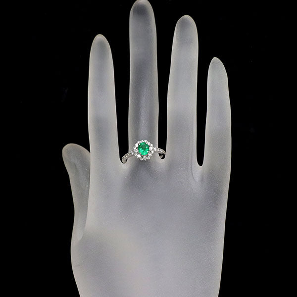Pt950 エメラルド ダイヤモンド リング 0.546ct D0.29ct