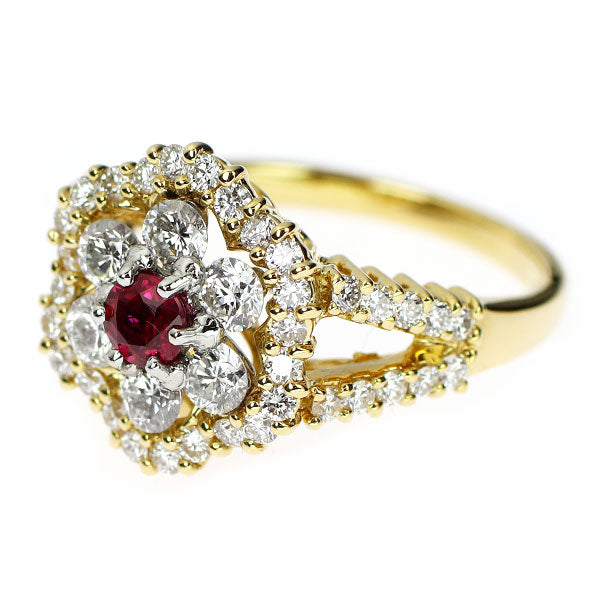 Pt900/ K18YG ルビー ダイヤモンド リング 0.29ct D1.26ct
