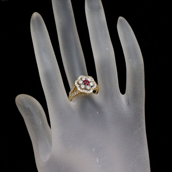 Pt900/ K18YG ルビー ダイヤモンド リング 0.29ct D1.26ct
