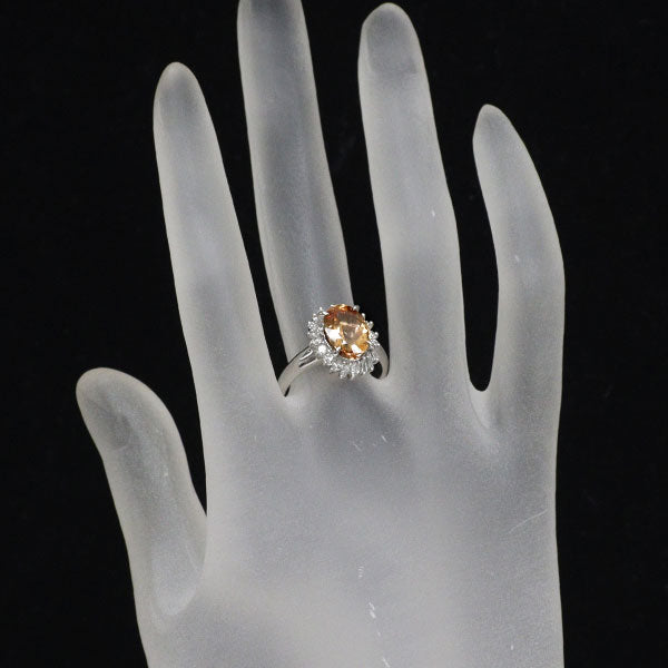 Pt900 インペリアルトパーズ ダイヤモンド リング 3.12ct D0.44ct