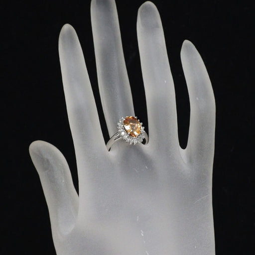 Pt900 インペリアルトパーズ ダイヤモンド リング 3.12ct D0.44ct
