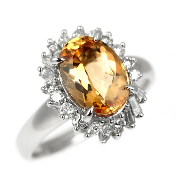Pt900 インペリアルトパーズ ダイヤモンド リング 3.12ct D0.44ct