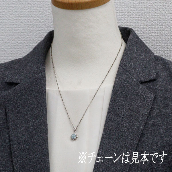 K18WG パライバトルマリン ダイヤモンド ペンダントトップ 0.15ct D0.05ct フラワー