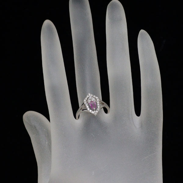 Pt950 ピンクサファイア ダイヤモンド リング 0.38ct D0.28ct