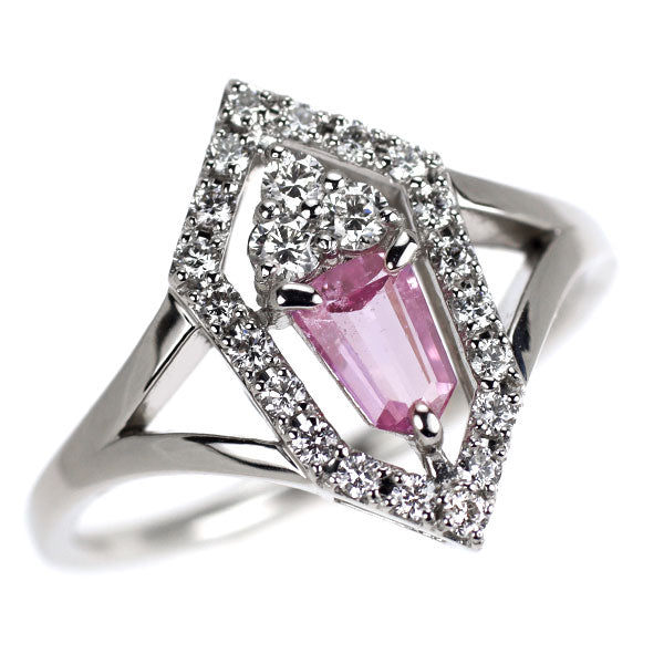 Pt950 ピンクサファイア ダイヤモンド リング 0.38ct D0.28ct