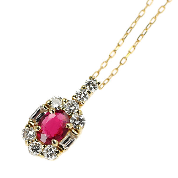 K18YG ルビー ダイヤモンド ペンダントネックレス 0.30ct D0.33ct