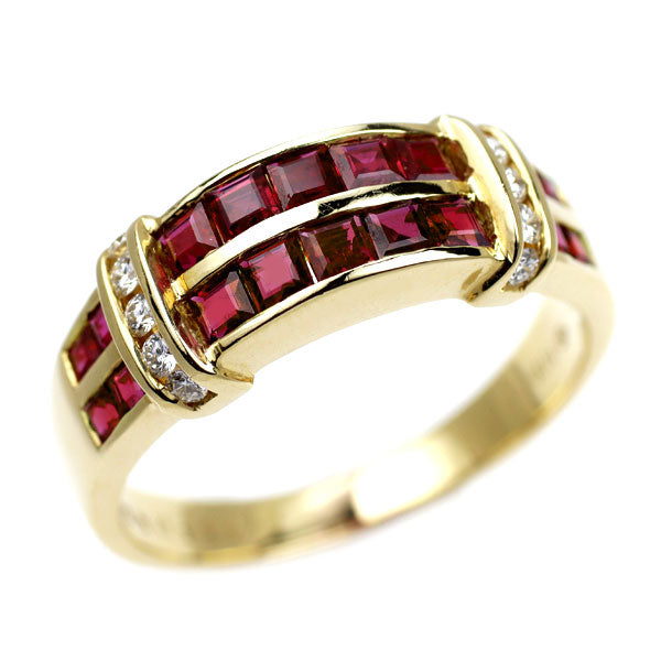 ミキモト K18YG ルビー ダイヤモンド リング 1.26ct D0.13ct