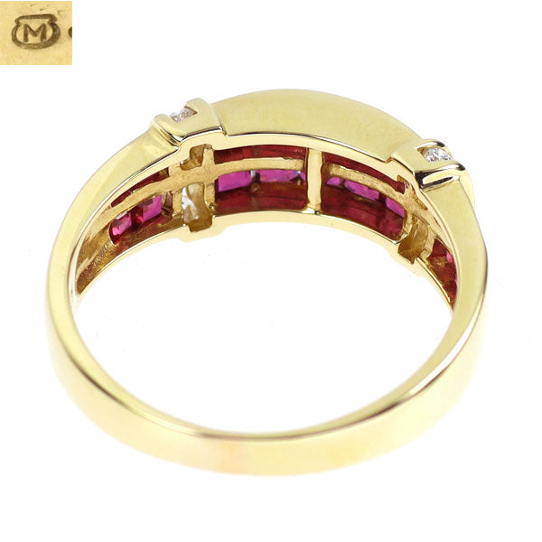 ミキモト K18YG ルビー ダイヤモンド リング 1.26ct D0.13ct