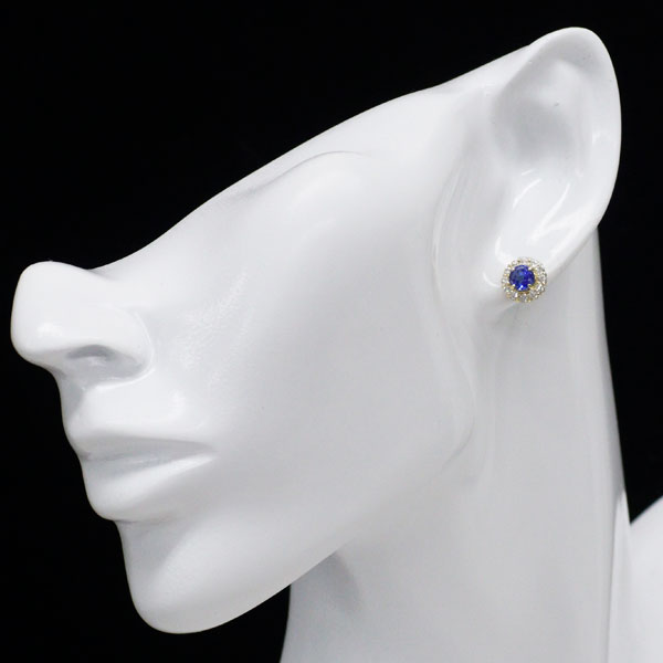 K18YG タンザナイト ダイヤモンド ピアス 1.28ct D0.54ct