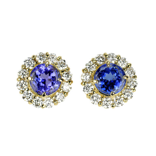 K18YG タンザナイト ダイヤモンド ピアス 1.28ct D0.54ct