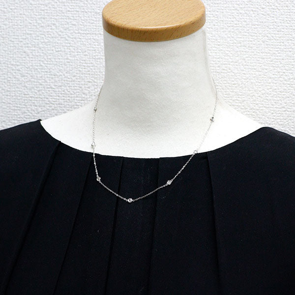K18WG ダイヤモンド ステーション ネックレス 0.30ct