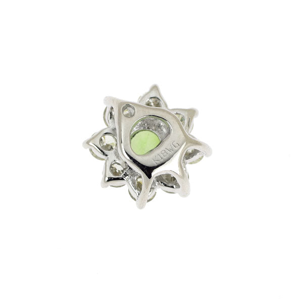 希少 K18WG デマントイドガーネット ダイヤモンド ペンダントトップ  フラワー